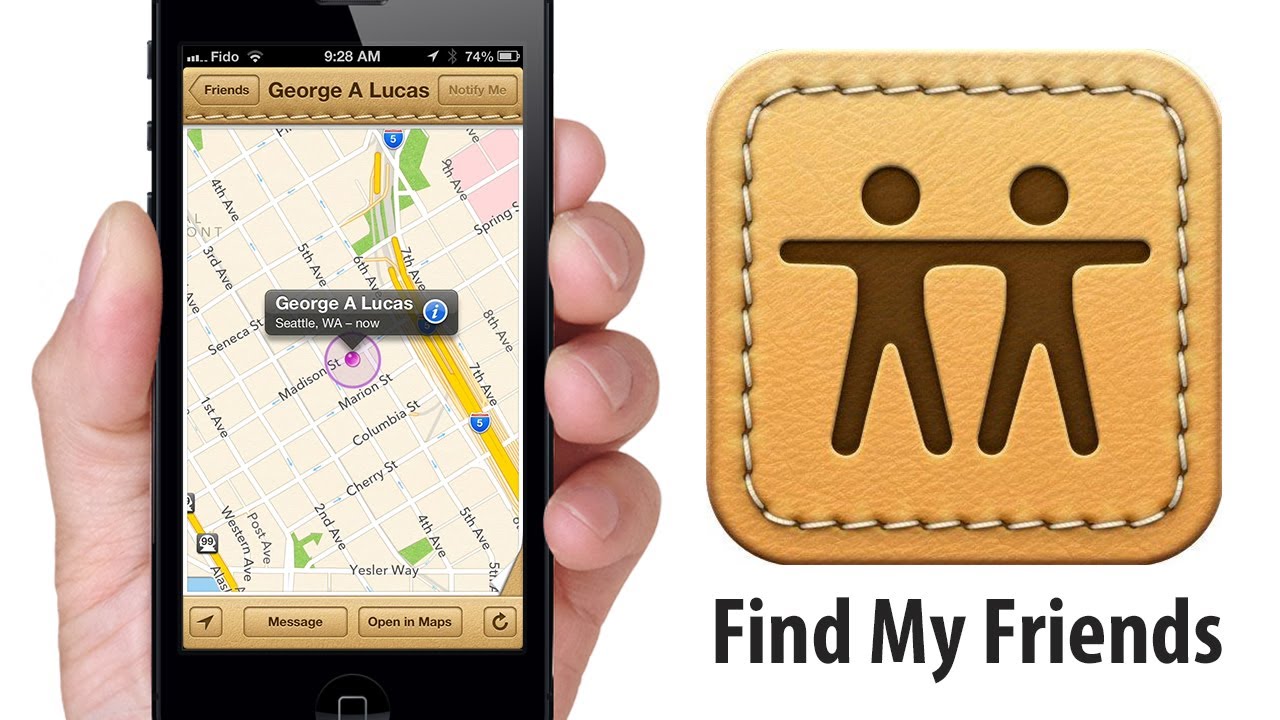 An iPhone with Google maps opened up and the Find My Friends app.