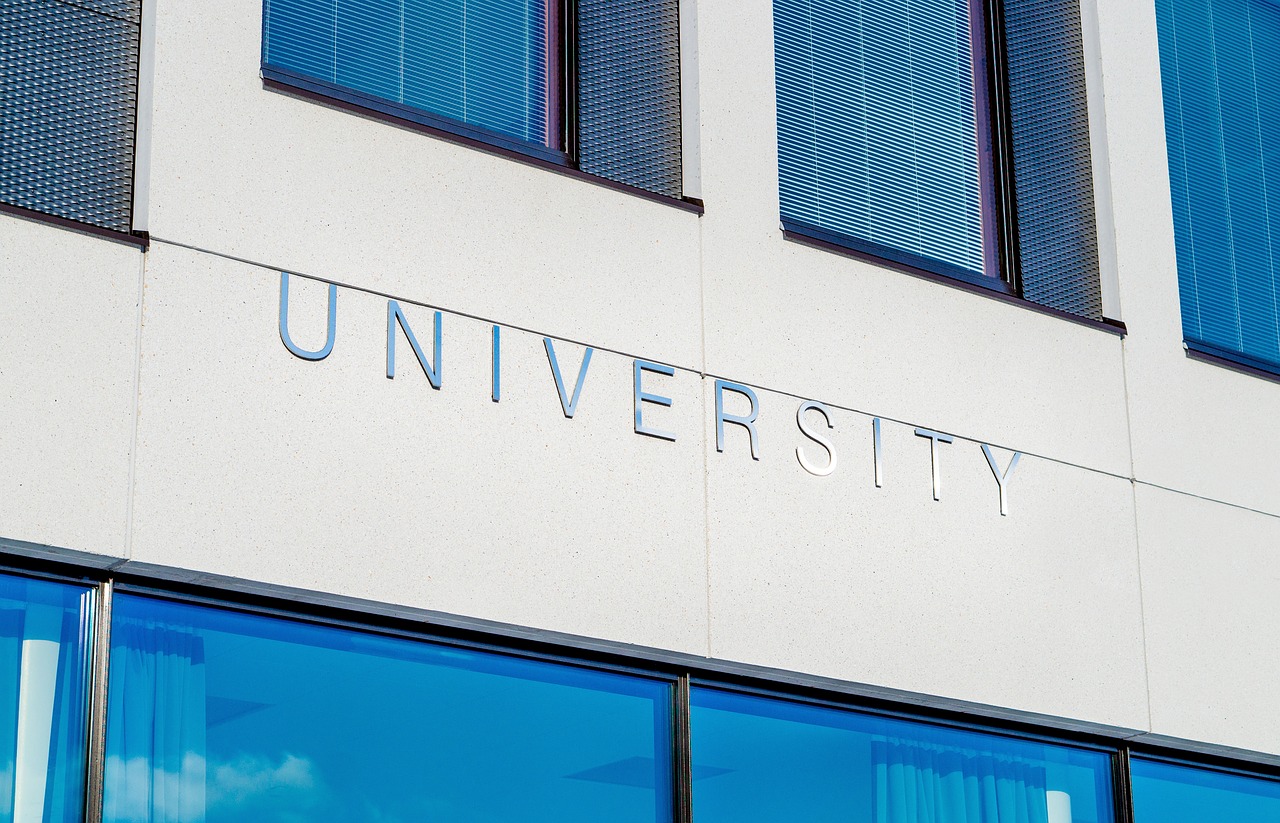 The word University on the outside of a building.